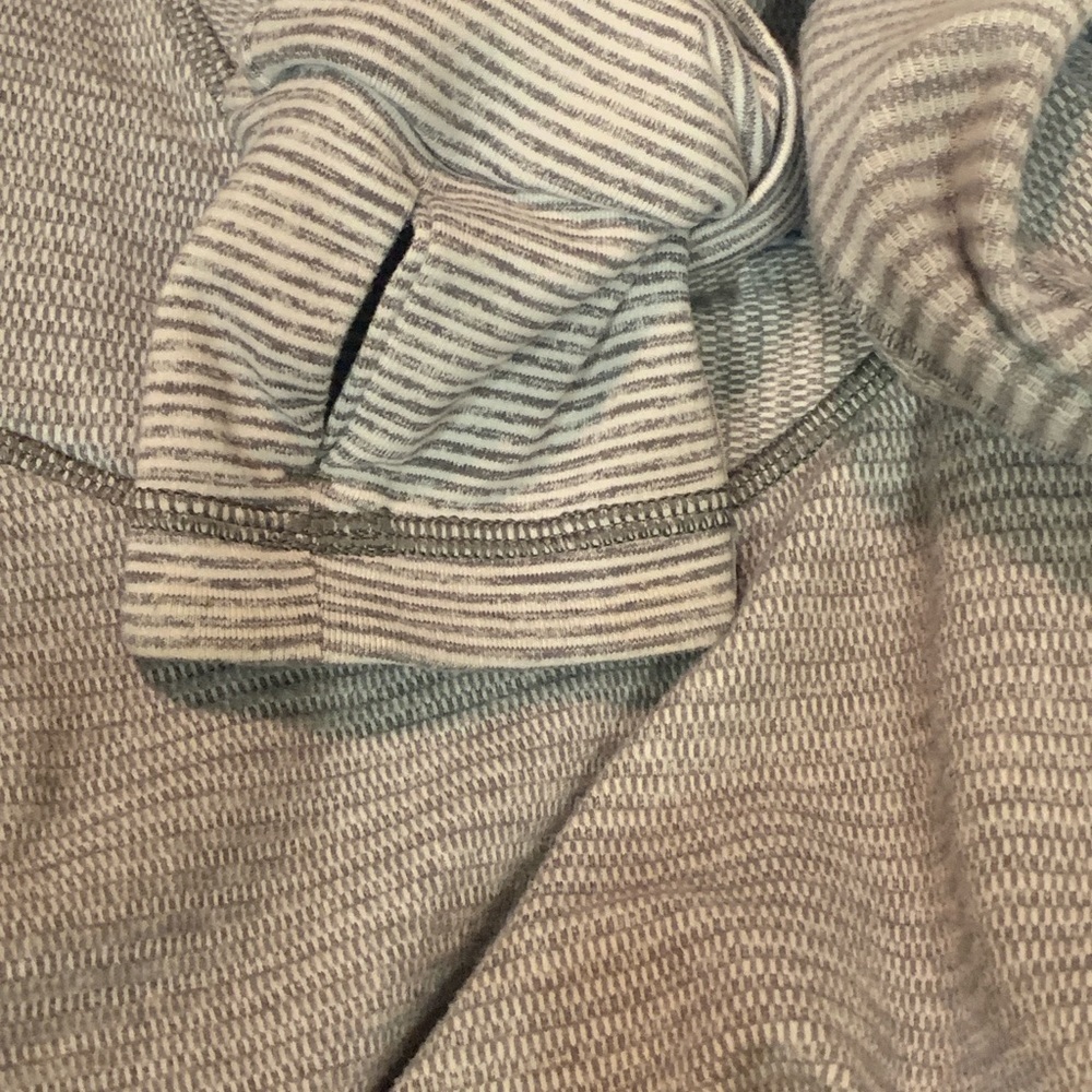 LULULEMON Think Fast Hoodie Mini Check White Heathered Slate Tonka Stripe Sz 10 - Picture 7 of 9